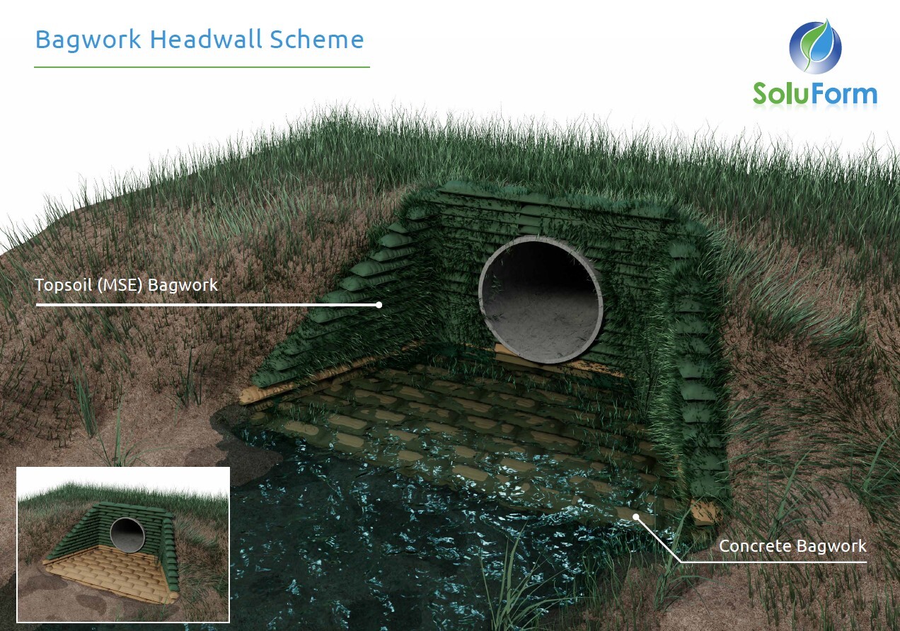 Soluform Bagwork headwall Soluform Bagwork headwall